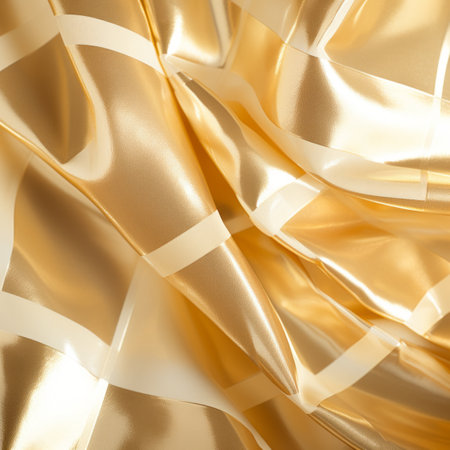 a gold and white checkered fabric backgroundの素材