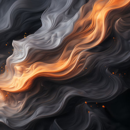 an abstract image of flames and smoke on a black backgroundの素材