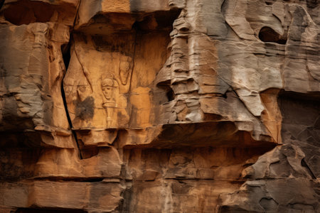 an image of carved faces on the side of a cliffの素材
