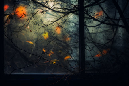 an image of a window with trees in the backgroundの素材