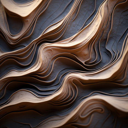 an abstract image of wavy lines on a black backgroundの素材