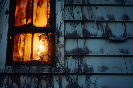 an old window with the sun shining through itの素材
