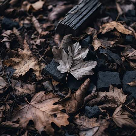 autumn leaves on the groundの素材