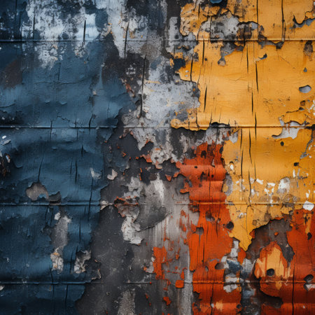 old paint peeling off of a wallの素材