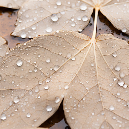 the water droplets are on the leavesの素材