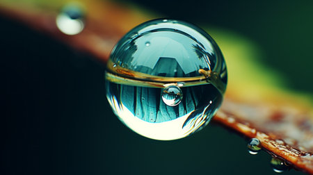 a close up of a drop of water on a leafの素材