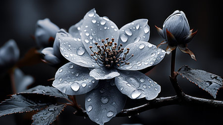 a flower with water droplets on the petalsの素材