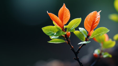 a close up of a plant with bright orange leavesの素材