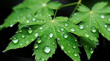 green leaves with water droplets on themの素材