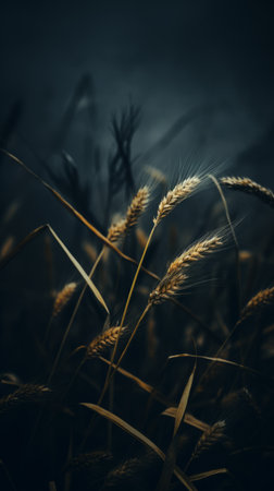 an image of some wheat in the darkの素材