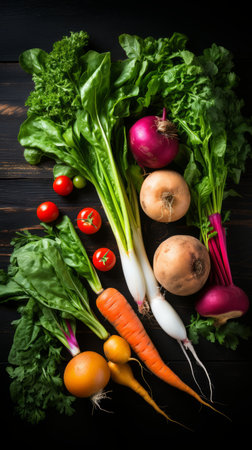 Photo pour fresh vegetables on a dark wooden table - image libre de droit