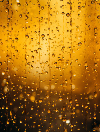 water drops on the glass of a bottle of beerの素材