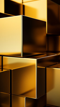 3d rendering of gold bars on a black backgroundの素材
