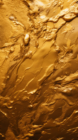 a close up of a gold surface with some water on itの素材