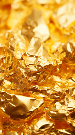 a close up of a pile of gold foilの素材