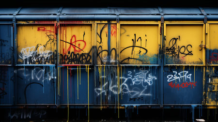 a train car covered in graffitiの素材