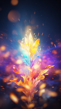 an abstract image of a flower on a dark backgroundの素材