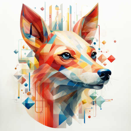 an abstract painting of a fox with geometric shapesの素材