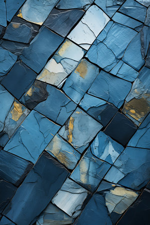 a blue and gold patterned wallの素材