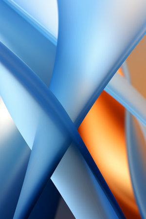 a blue and orange abstract background with curved linesの素材
