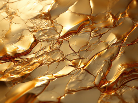 a close up image of a gold liquid surfaceの素材