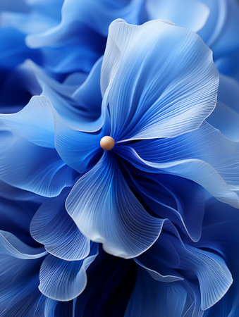 a close up of a blue flower with white petalsの素材