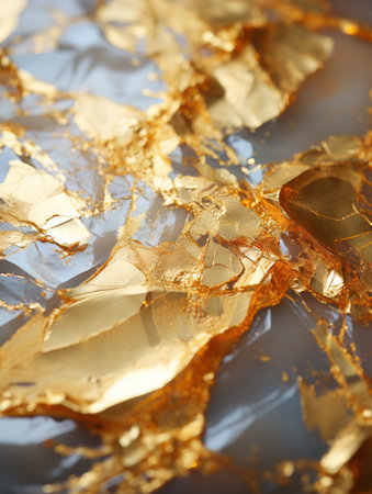 a close up image of a shiny gold surfaceの素材
