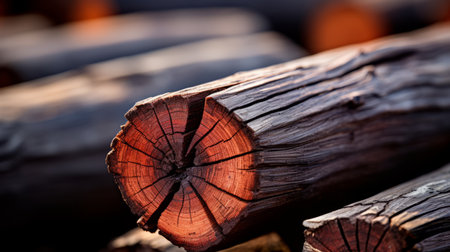 a close up of a log that has been cut into piecesの素材