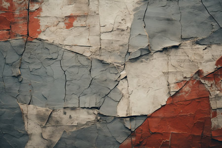 a close up of a painted wall with red white and blue paintの素材