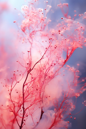 a close up of a pink flower with smoke coming out of itの素材