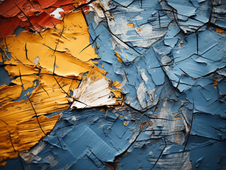 a close up of a painted wall with peeling paintの素材