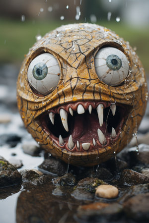 a close up of a monster that is sitting in a puddle of waterの素材