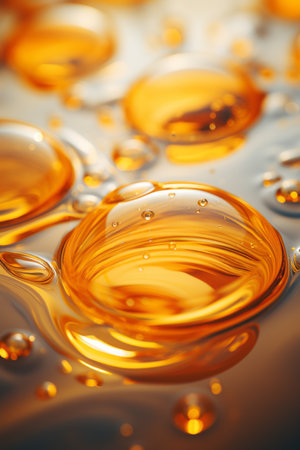 a close up of oil droplets on a surfaceの素材
