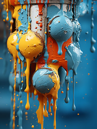 a close up of paint dripping from a light fixtureの素材