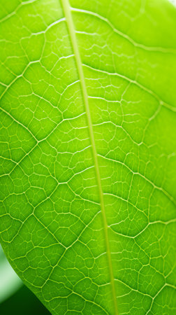 a close up view of a green leafの素材