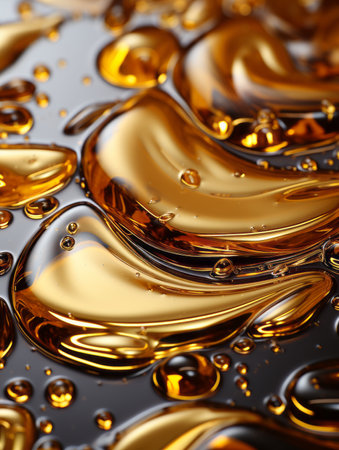 a close up view of oil droplets on a surfaceの素材