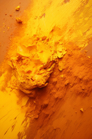 a pile of yellow paint on top of a brown surfaceの素材