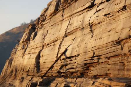 a person is standing on top of a cliffの素材