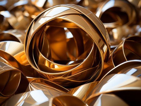 a pile of gold rings sitting on top of each otherの素材