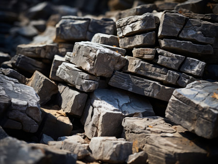 a pile of rocks in the middle of a fieldの素材