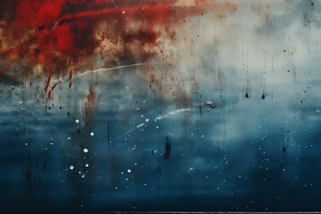 a painting of a red white and blue skyの素材