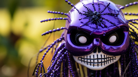 a purple skull mask with black eyesの素材