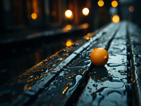 a wet wooden benchの素材