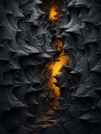 abstract black and orange swirls on a black backgroundの素材