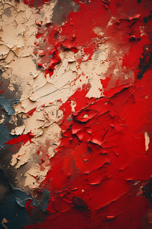 an abstract painting of red paint on a wallの素材
