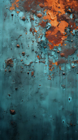 an abstract painting of a blue and orange wallの素材