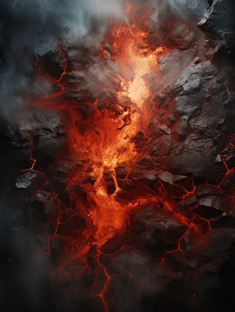 an image of lava and fire on a black backgroundの素材