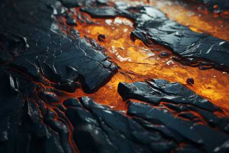 an image of lava flowing over rocksの素材