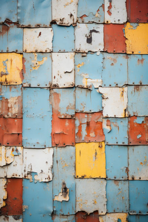 an old rusty wall with many different colors painted on itの素材