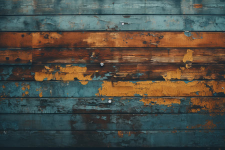 an old wooden wall with paint peeling off of itの素材